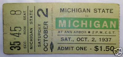1937 Michigan-Michigan State Ticket Stub