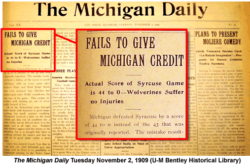 Michigan 44, Syracuse 0 1909?
